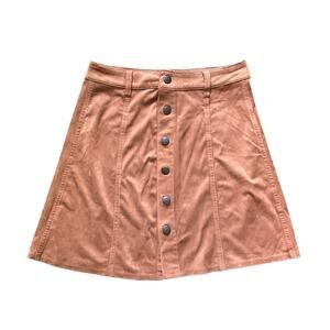 Mossimo Tan Brown Button-Up Mini Skirt: Y2K, Modern